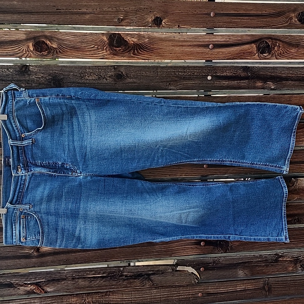 J CREW Mid Rise Flare Crop Jeans 34 Plus Size Ankle Stretch Waist 40" Inseam 25" - Picture 7 of 12